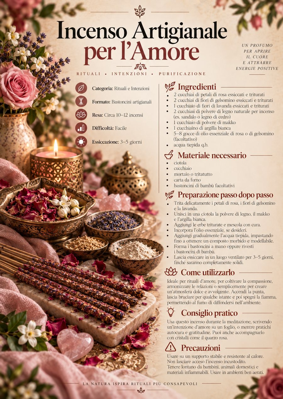 Ricetta di Incenso Artigianale per l'Amore